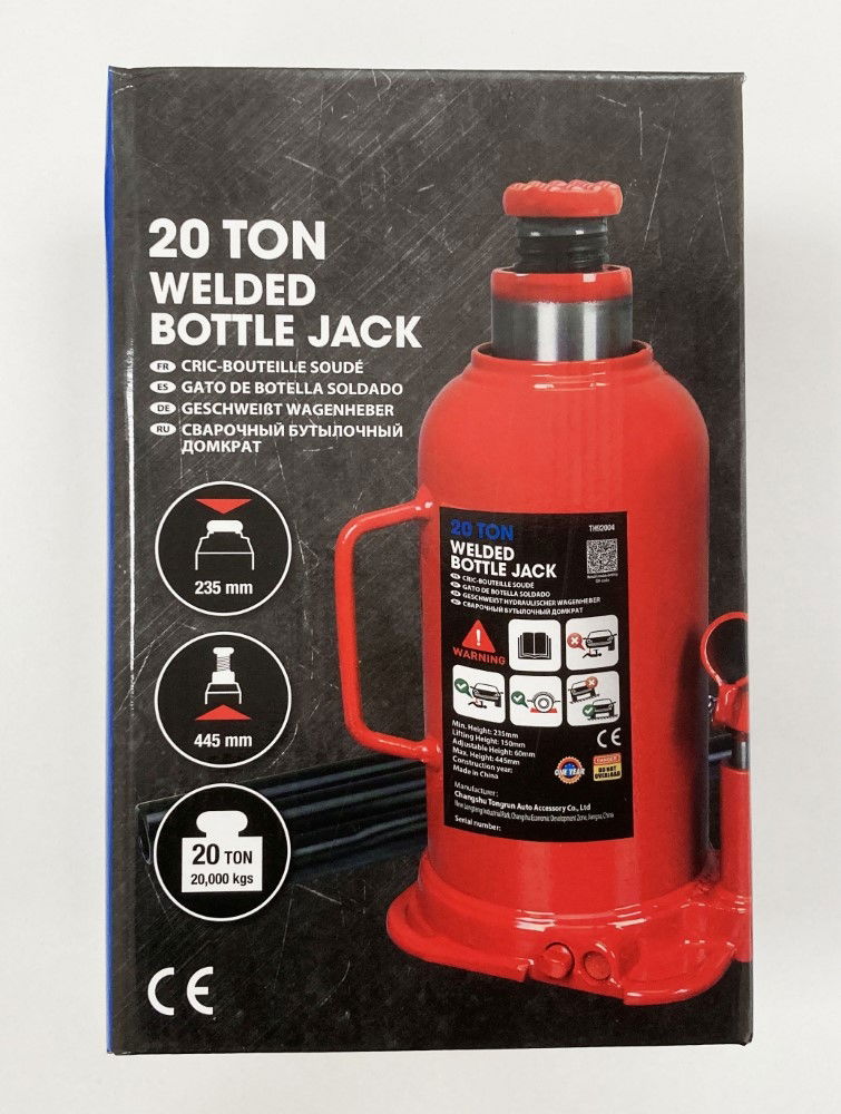 Toolzone Bottle Jack 20 Ton Min Height 242mm Max Height 452mm - Toolzone Kdpau151
