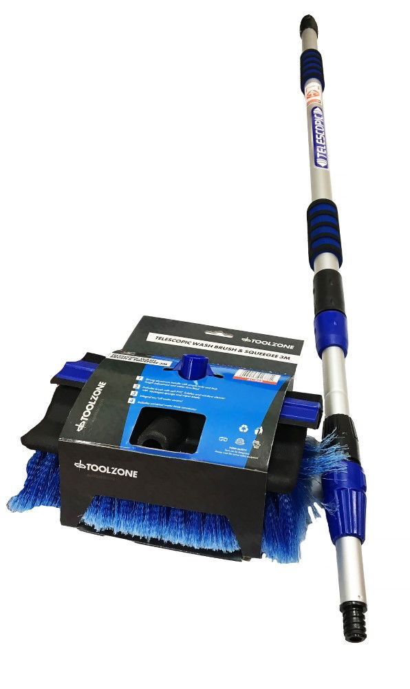Toolzone Triple Extending Wash Brush 3m with Squeegee - Toolzone Kdpau268