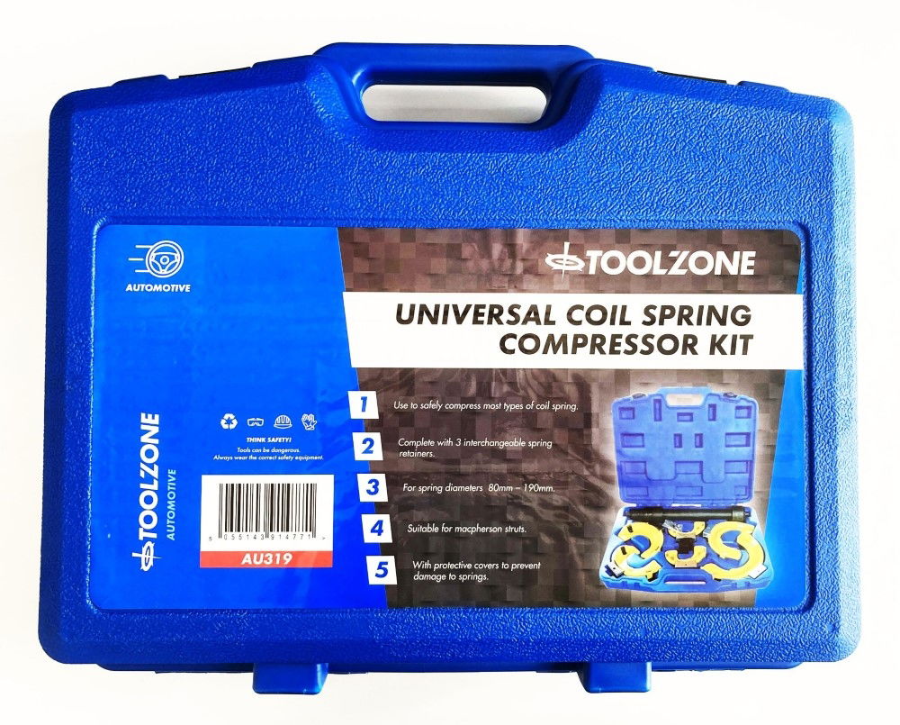 Toolzone Coil Spring Compressor Kit Universal for 80-190mm Springs - Toolzone Kdpau319