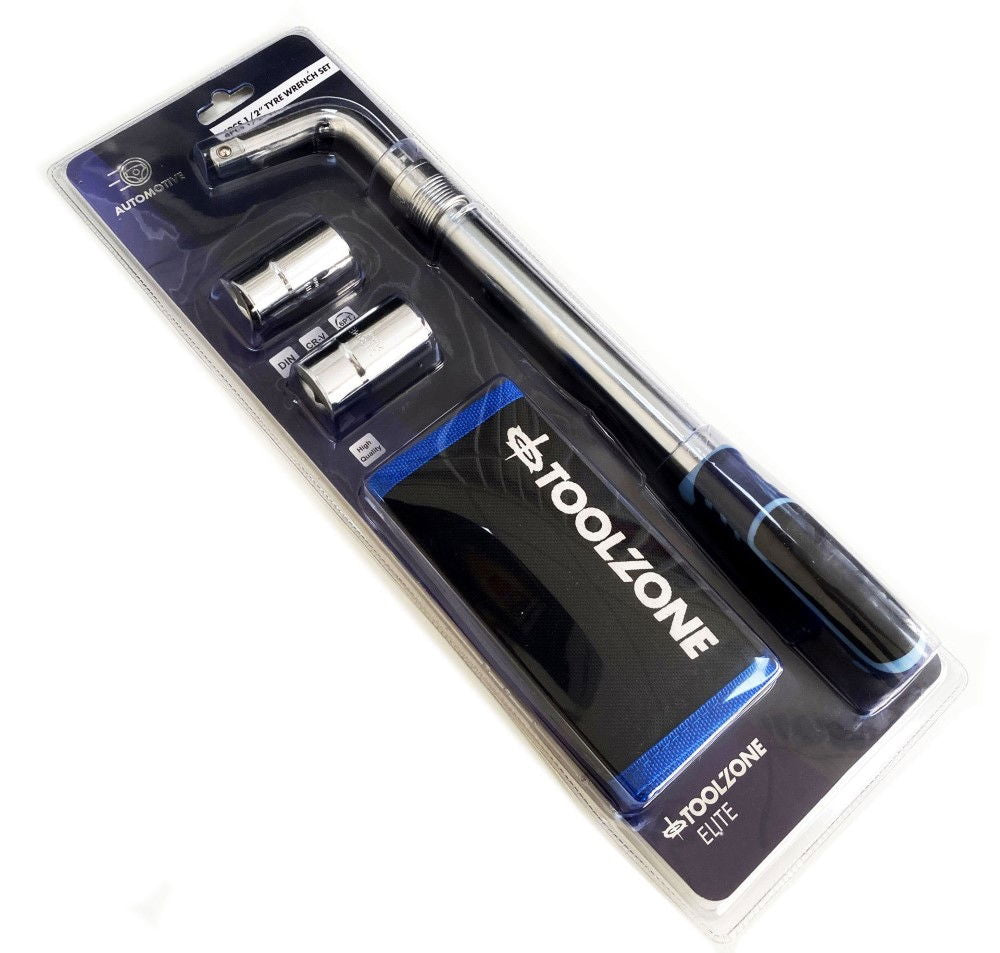 Toolzone Tyre Wrench Set 4pc 1/2 17mm 19mm 21mm 23mm - Toolzone Kdpau348