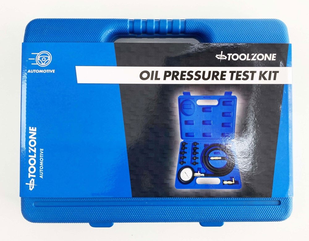 Toolzone Oil Pressure Test Kit 0-10 Bar 1-140 Psi 10 Adaptors 1.2m Hose - Toolzone Kdpau376