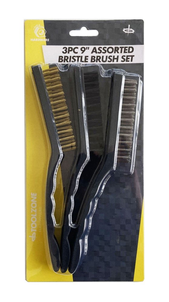 Toolzone Bristle Brush Set 3pc 9 Assorted Brass Nylon Steel - Toolzone Kdpbr050
