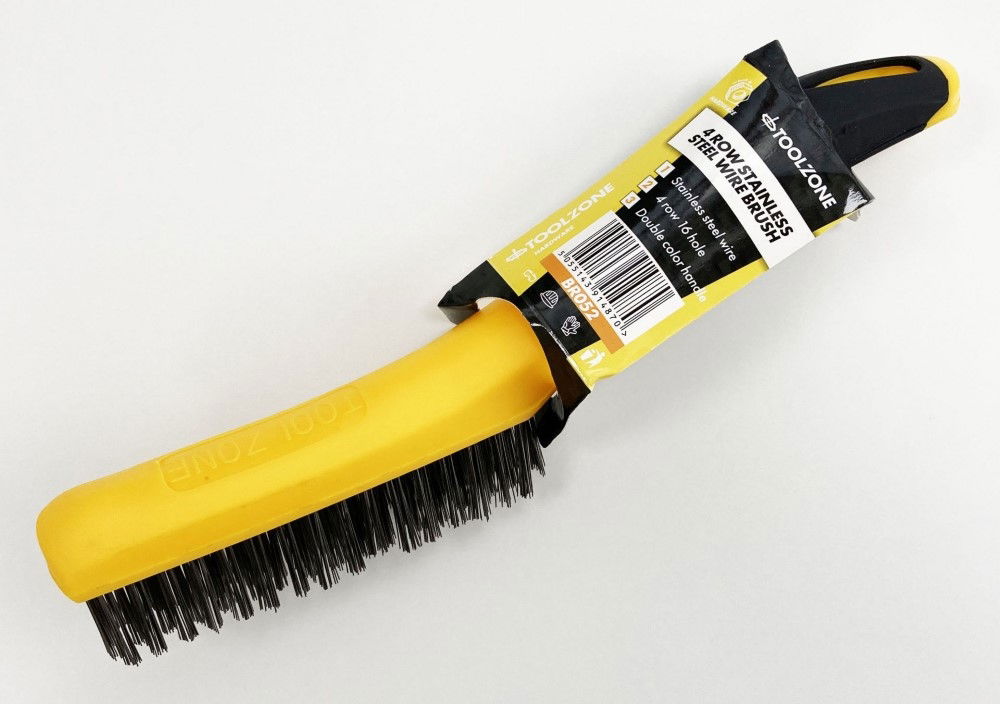 Toolzone Wire Brush 4 Row Stainless Steel Plastic Handle - Toolzone Kdpbr052