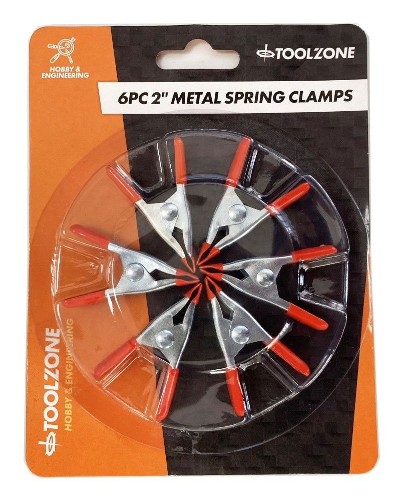Toolzone Spring Clamp Set 6pc 2 Metal Pvc Coated - Toolzone Kdpcl007