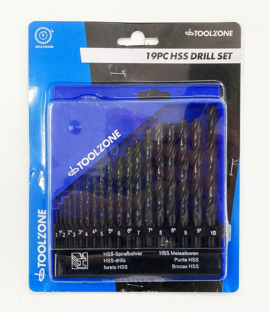 Toolzone Drill Bit Set Hss Jobber 19pc 1-10mm - Toolzone Kdpdr085