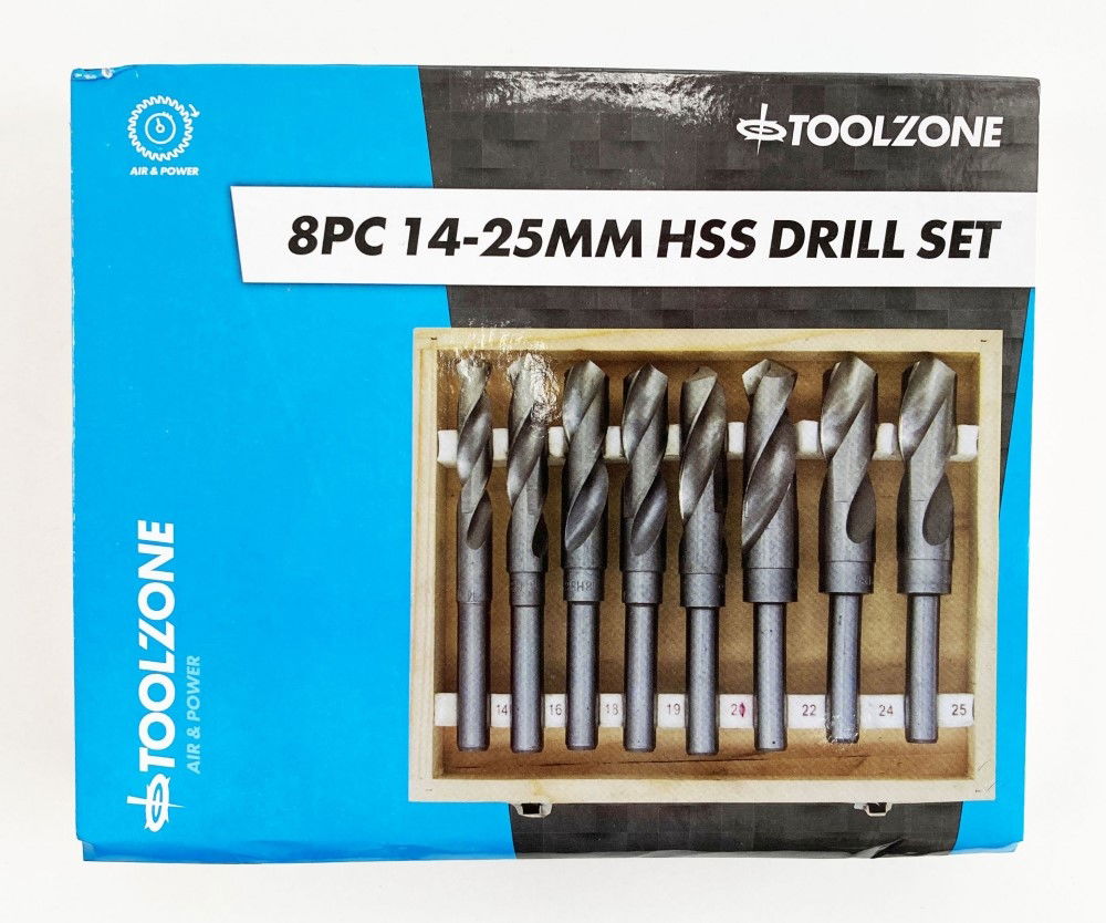 Toolzone Hss Drill Set 8pc 14-25mm 1/2 Shank - Toolzone Kdpdr307