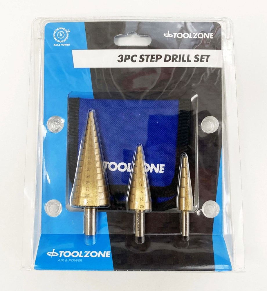 Toolzone Hss Step Drill Set 3pc 4-32mm Titanium Coated - Toolzone Kdpdr387