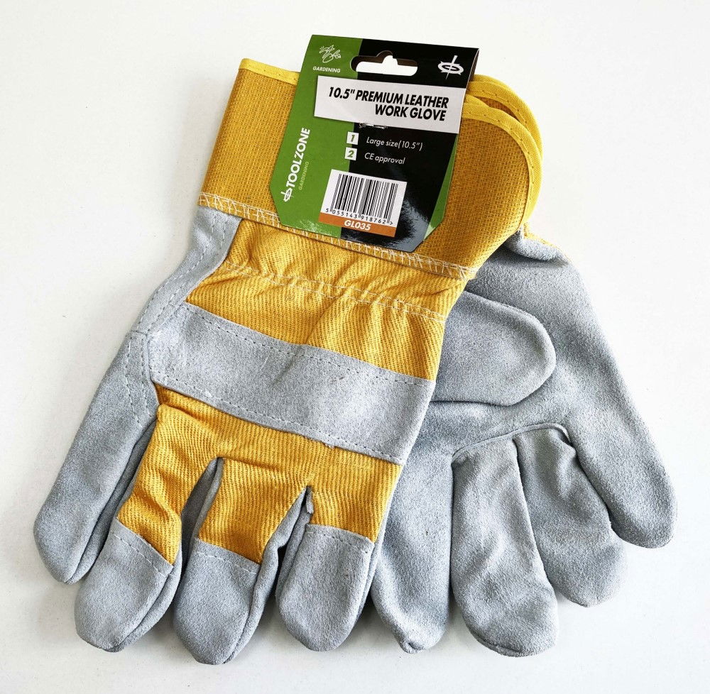 Toolzone Premium Leather Work Gloves Size 10.5 Pack of 12 - Toolzone Kdpgl035
