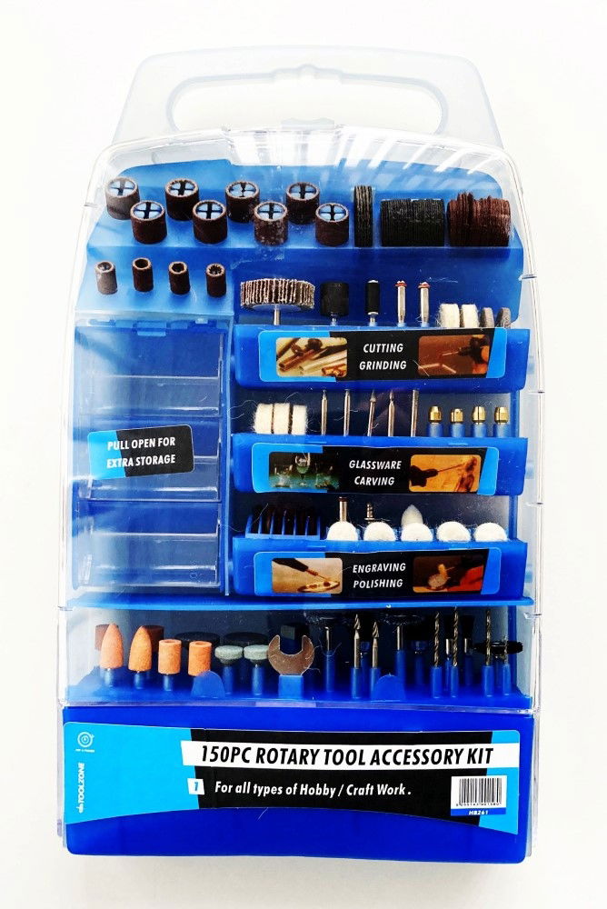 Toolzone Rotary Accessory Kit 150pc for Grinding Polishing Cutting Drilling - Toolzone Kdphb261
