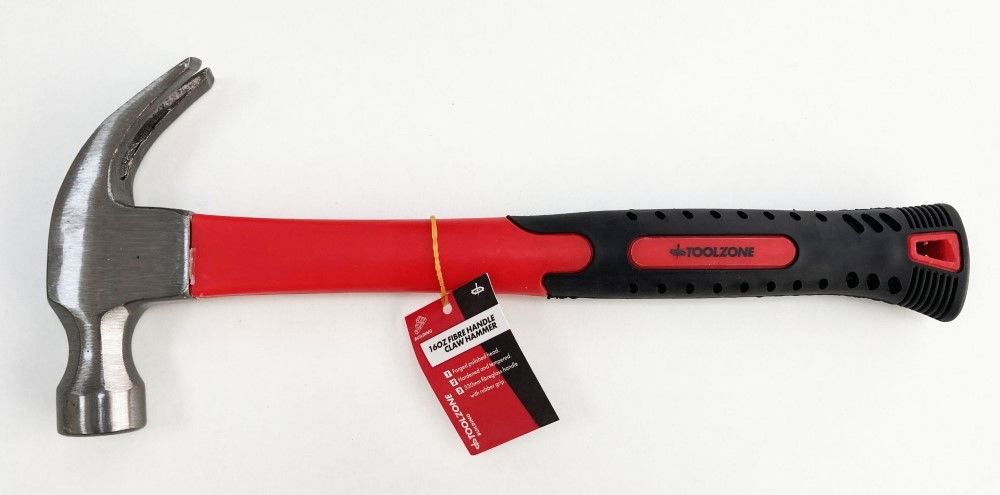 Toolzone Claw Hammer 16oz 70% Fibre Handle - Toolzone Kdphm044