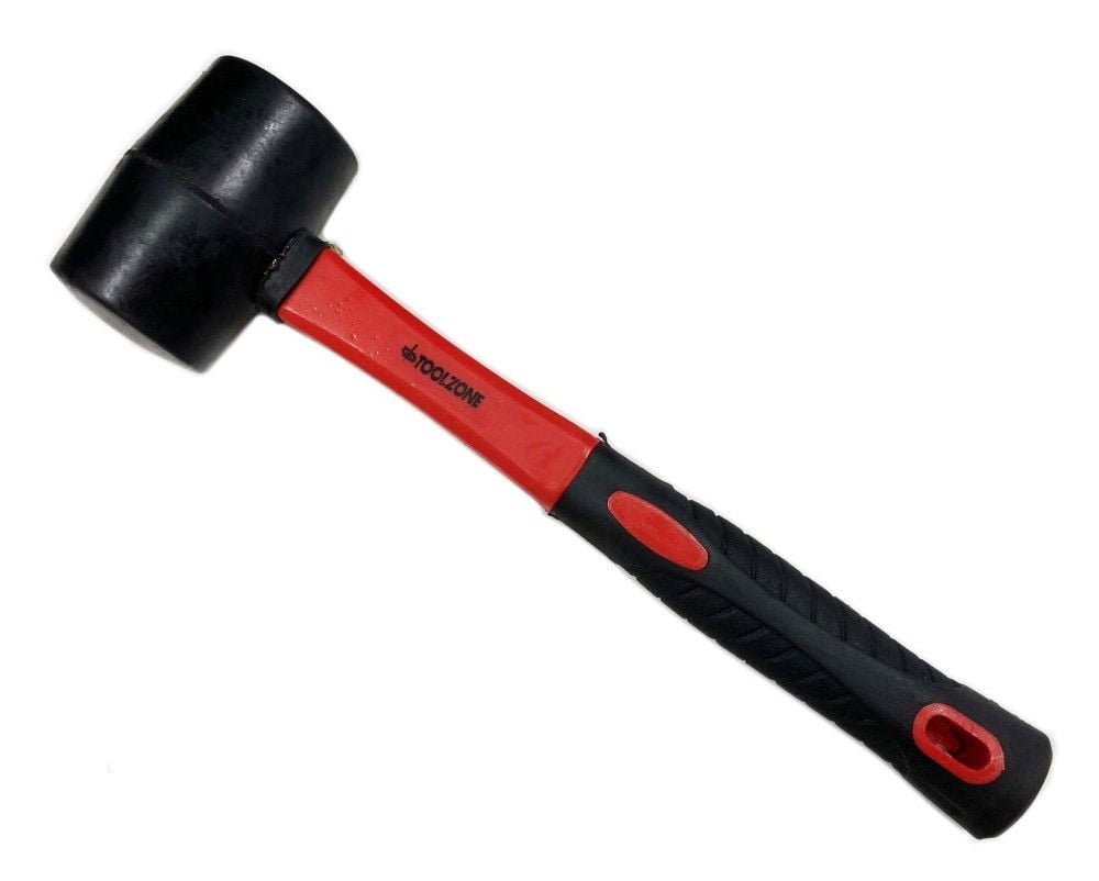 Toolzone Rubber Mallet 16oz Black Fibreglass Handle 350mm - Toolzone Kdphm107