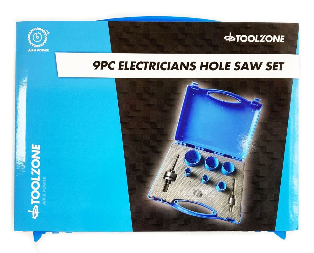 Toolzone Hole Saw Set Electricians 9pc Hss M3 Sizes 18-51mm - Toolzone Kdphs028