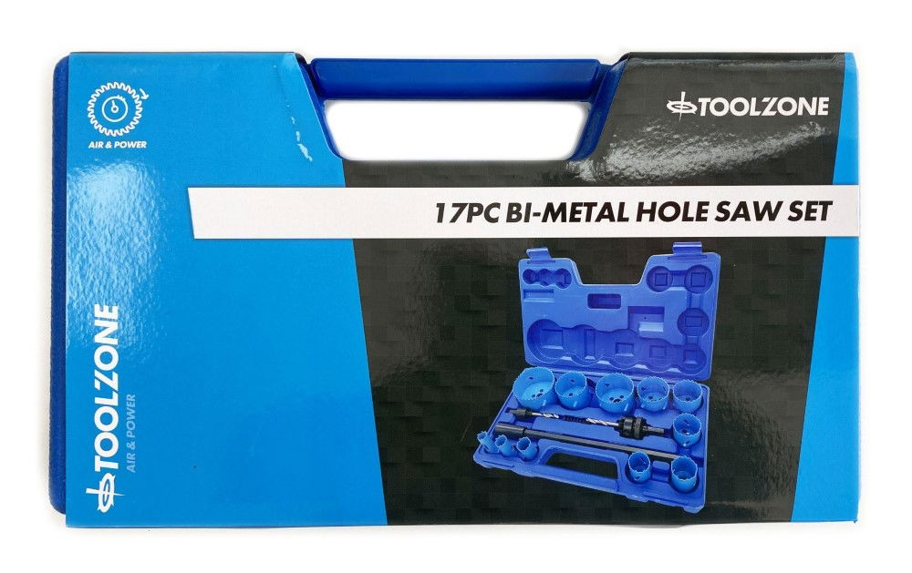 Toolzone Hole Saw Set Bimetal 17pc M3 Variable Pitch Sizes 16-76mm - Toolzone Kdphs029
