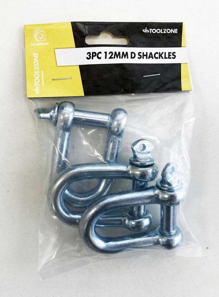 Toolzone D Shackles 3pc 12mm Zinc Plated Forged Steel - Toolzone Kdphw001