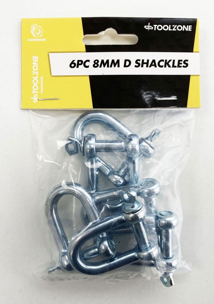 Toolzone D Shackles 6pc 8mm Internal Height 30mm External Height 50mm - Toolzone Kdphw011