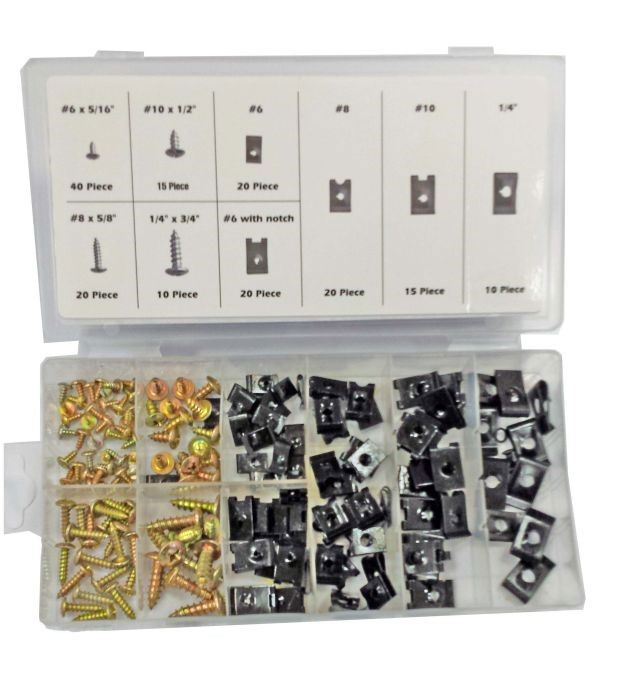 Toolzone U Clips and Screws Assortment 170pc for Auto Body Panels - Toolzone Kdphw016