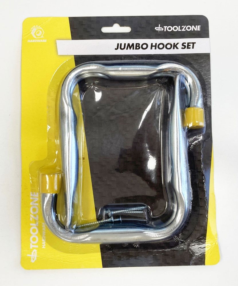 Toolzone Jumbo Hook Set 2pc 140x140mm with Fixings Plastic End Caps - Toolzone Kdphw062