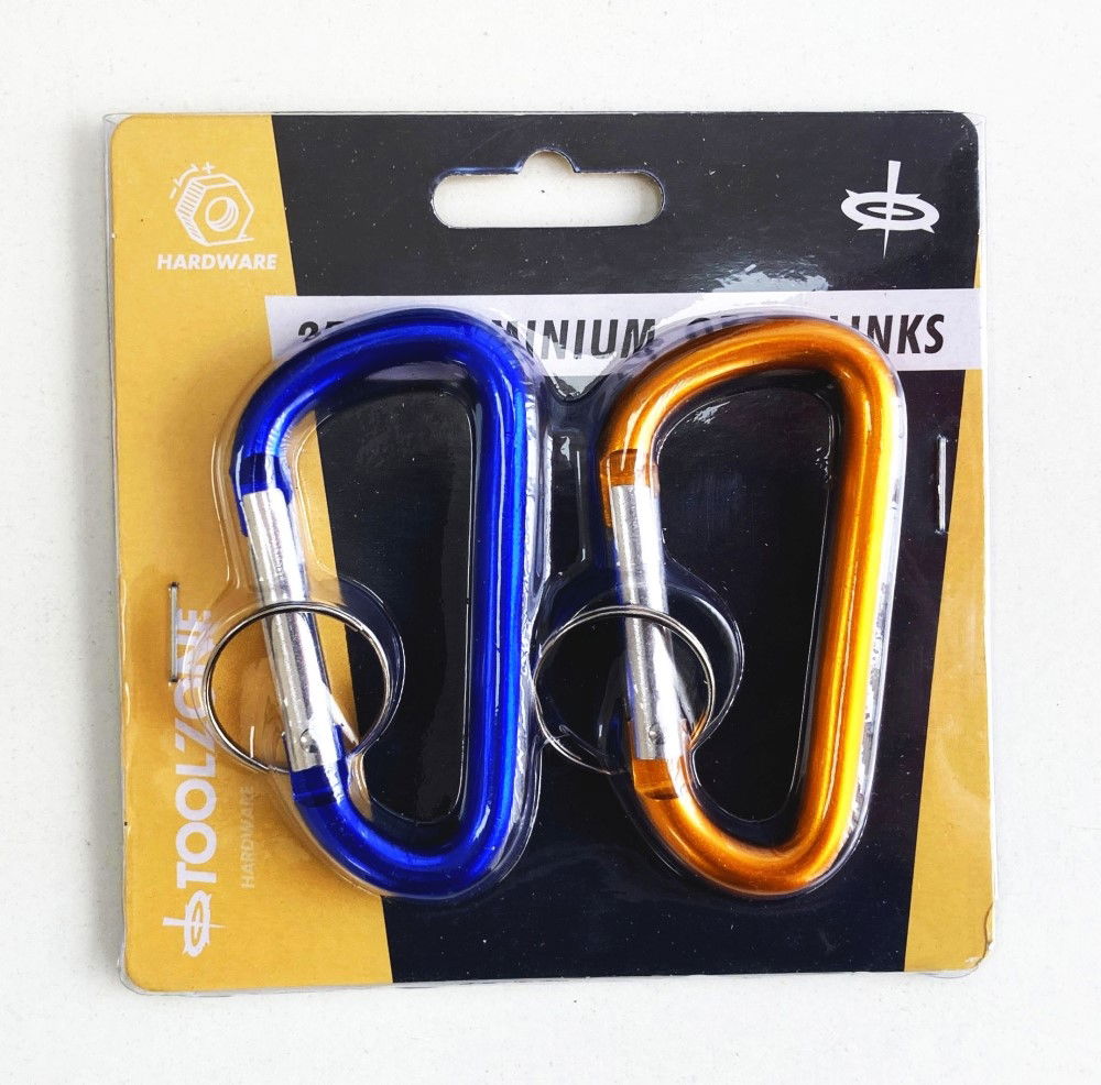 Toolzone Aluminium Spring Link Set 2pc 40x75mm with Key Loops Orange Blue - Toolzone Kdphw065