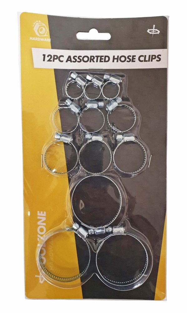 Toolzone Hose Clips Assorted Set 12pc 6-51mm - Toolzone Kdphw067