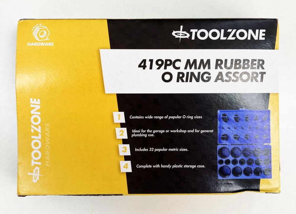Toolzone Rubber O Ring Assortment 419pc mm Nitrile in Case - Toolzone Kdphw131