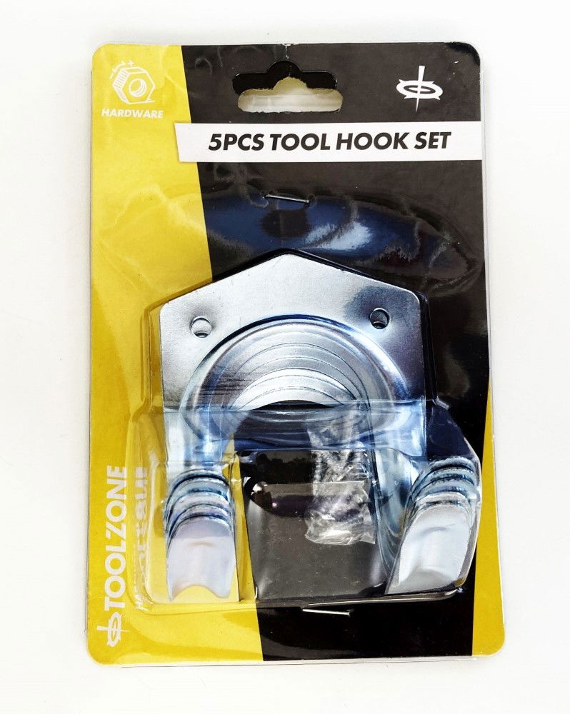 Toolzone Tool Hook Set 5pc 75mm Height with Fixings - Toolzone Kdphw154