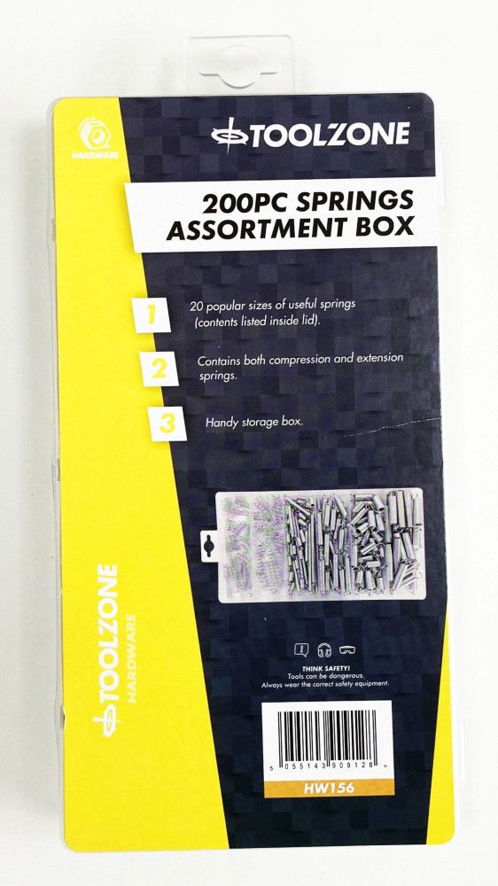 Toolzone Spring Assortment 200pc Compression and Extension in Box - Toolzone Kdphw156