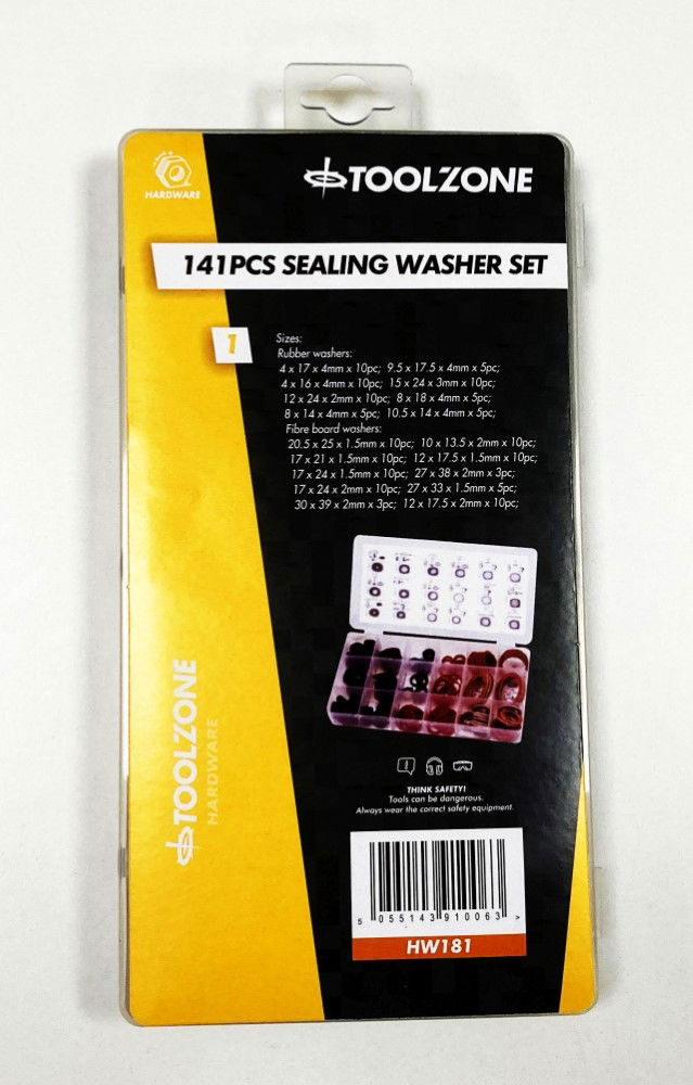 Toolzone Sealing Washer Assortment 141pc in Storage Box - Toolzone Kdphw181