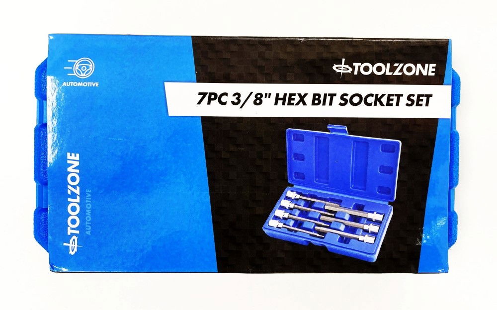 Toolzone Hex Bit Set Long 3/8 Drive 7pc H3-h10 110mm Chrome Vanadium - Toolzone Kdphx014