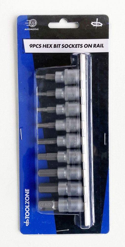 Toolzone Hex Bit Socket Set Metric 3/8 Drive 9pc Chrome Vanadium - Toolzone Kdphx035