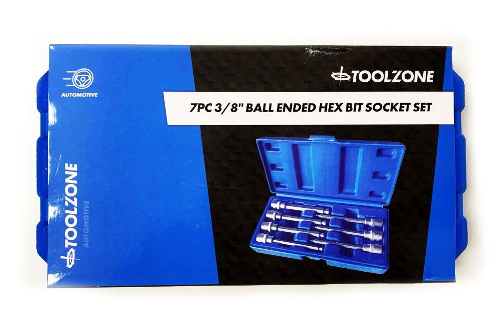 Toolzone Hex Bit Set Ball End Extra Long 7pc 110mm Chrome Vanadium - Toolzone Kdphx056