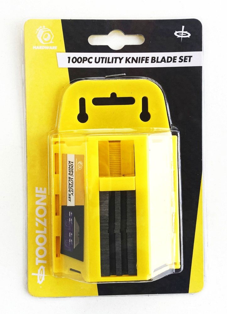 Toolzone Utility Knife Blades Heavy Duty 100pc in Dispenser - Toolzone Kdpkn053