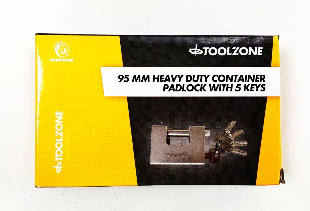 Toolzone Padlock Heavy Duty Container 95mm Shank 12.85mm with 5 Keys - Toolzone Kdplk008