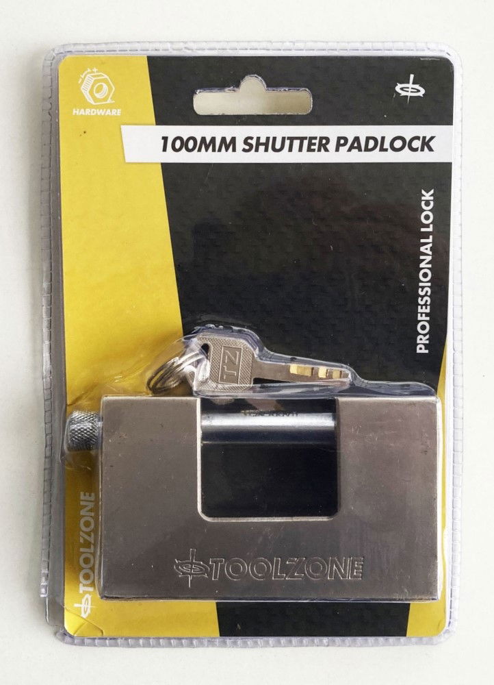 Toolzone Padlock Shutter 100mm Height 60mm with 3 Keys - Toolzone Kdplk011