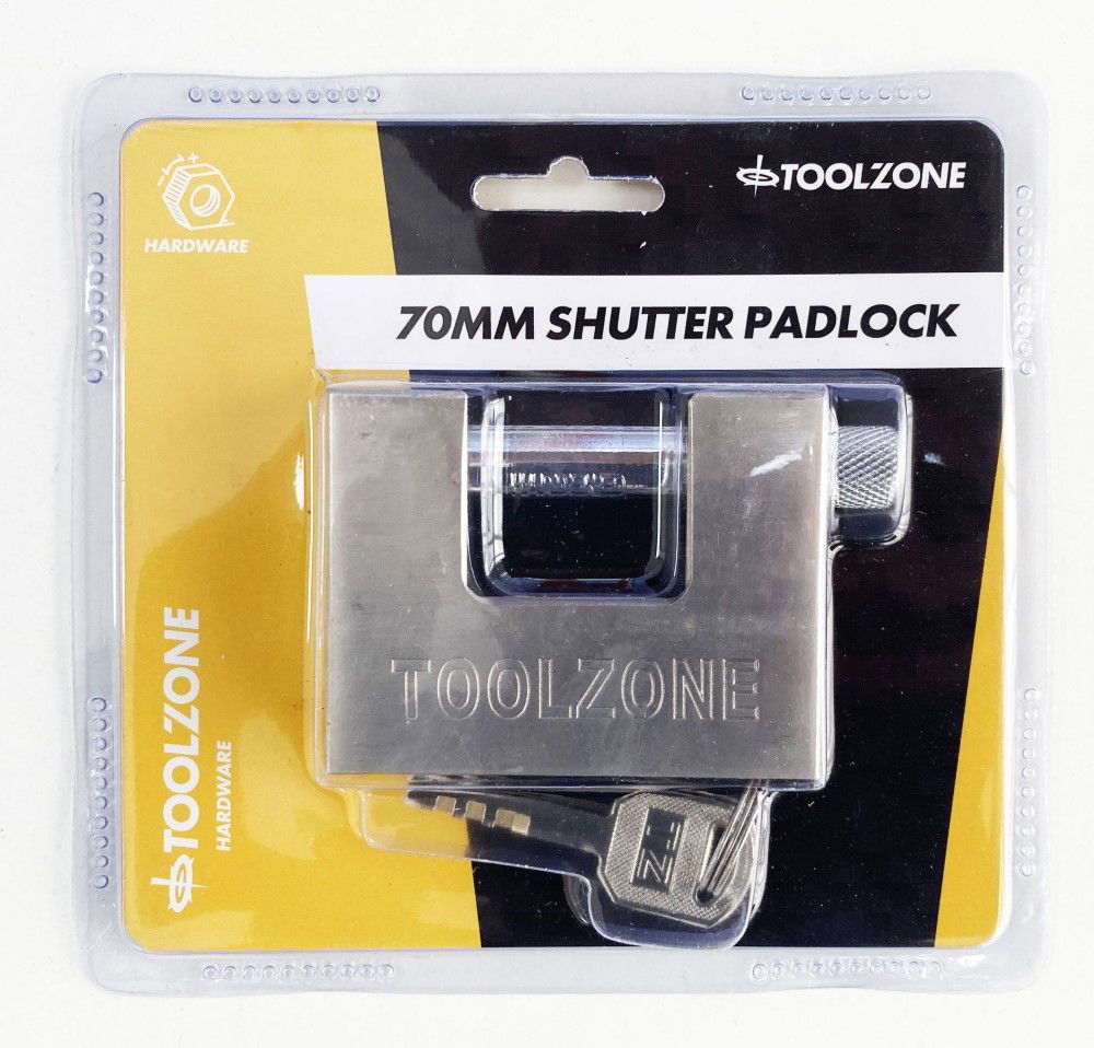 Toolzone Padlock Shutter 70mm Height 55mm with 3 Keys - Toolzone Kdplk012