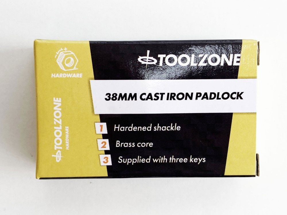 Toolzone Padlock Cast Iron 38mm with 3 Keys - Toolzone Kdplk028