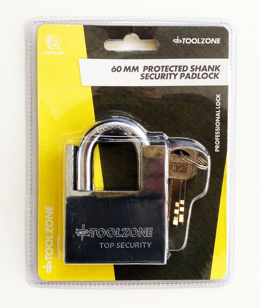 Toolzone Padlock Protected Shackle Steel 60mm with 3 Keys - Toolzone Kdplk045