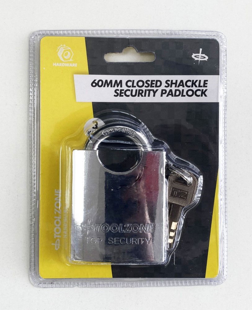 Toolzone Padlock Closed Shackle Steel 60mm with 3 Keys - Toolzone Kdplk047