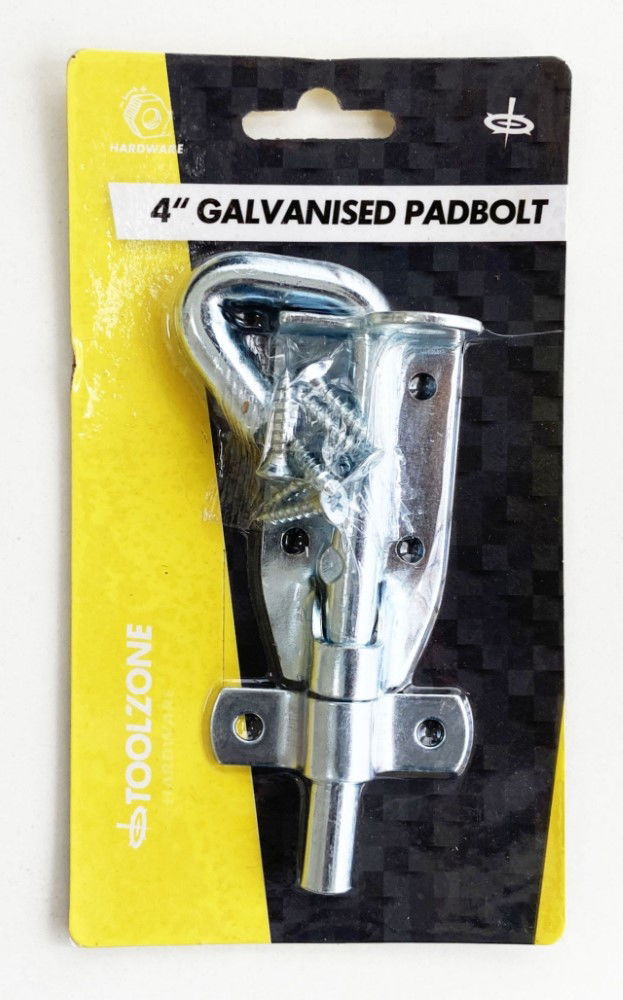 Toolzone Padbolt Galvanised 4 Zinc Plated 30mm Width with Fixings - Toolzone Kdplk080