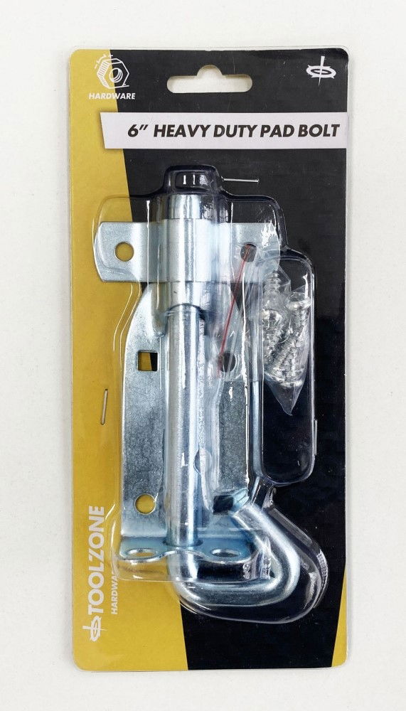 Toolzone Padbolt Galvanised 6 Zinc Plated 65mm Width with Fixings - Toolzone Kdplk081