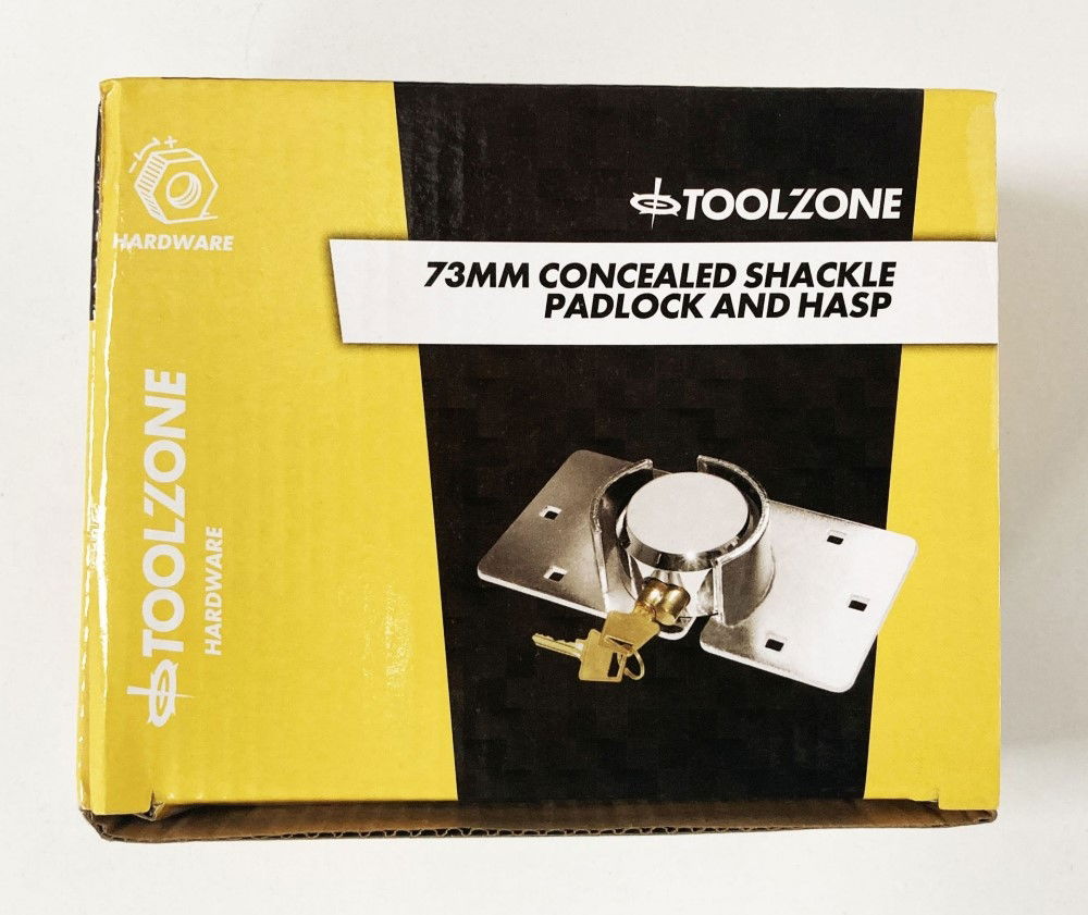 Toolzone Shackless Lock and Hasp 73mm Concealed Shackle with 2 Keys - Toolzone Kdplk107
