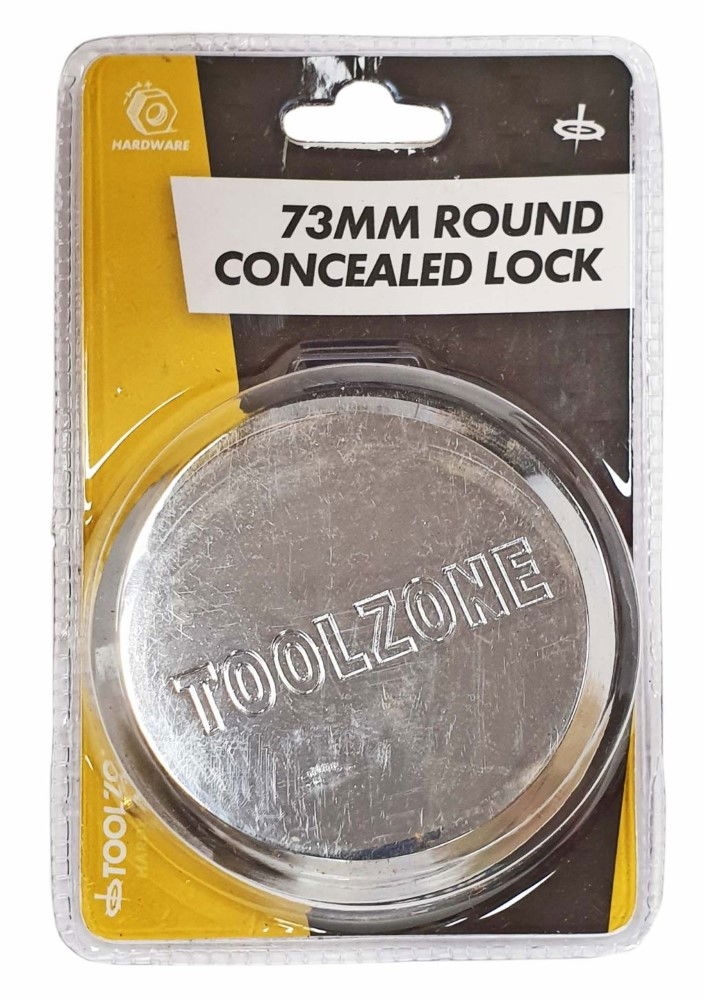 Toolzone Padlock Concealed Shackle 73mm Steel Chrome Plated with 2 Keys - Toolzone Kdplk108