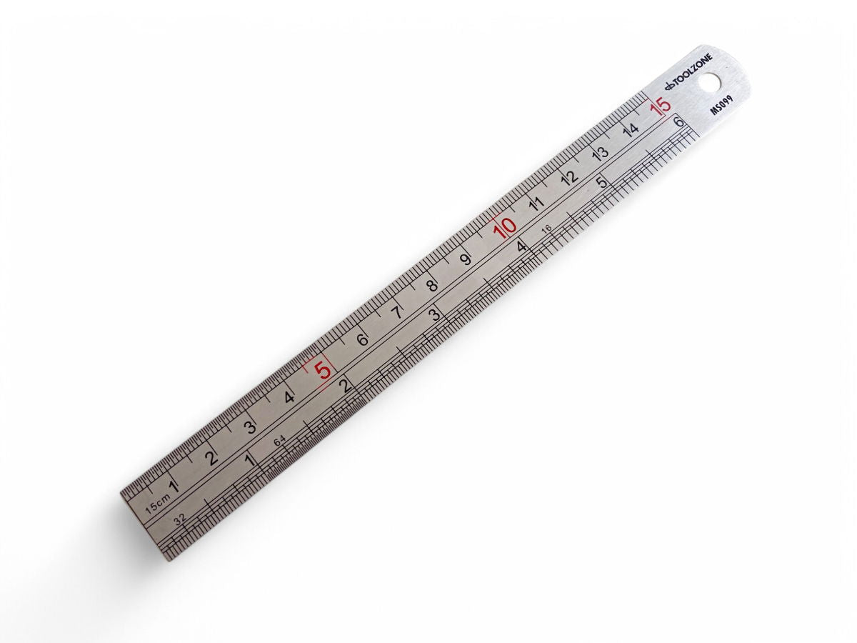 Toolzone Stainless Steel Ruler 6 1mm Thickness Metric and Imperial - Toolzone Kdpms099