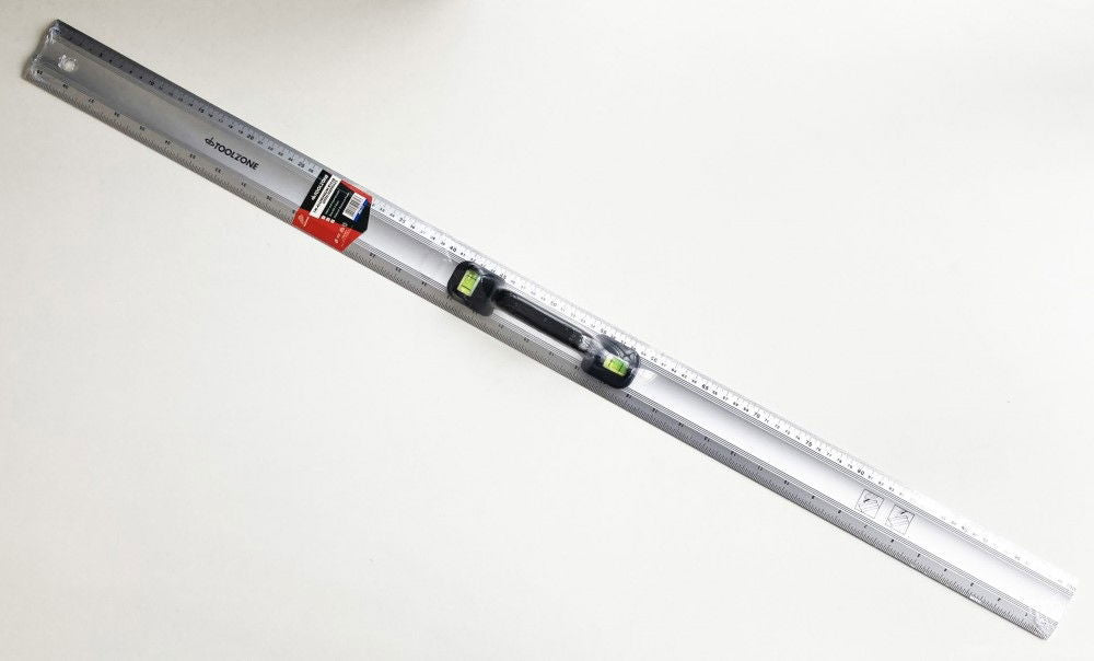 Toolzone Aluminium Ruler 40 with Handles and Spirit Level Metric and Imperial - Toolzone Kdpms117