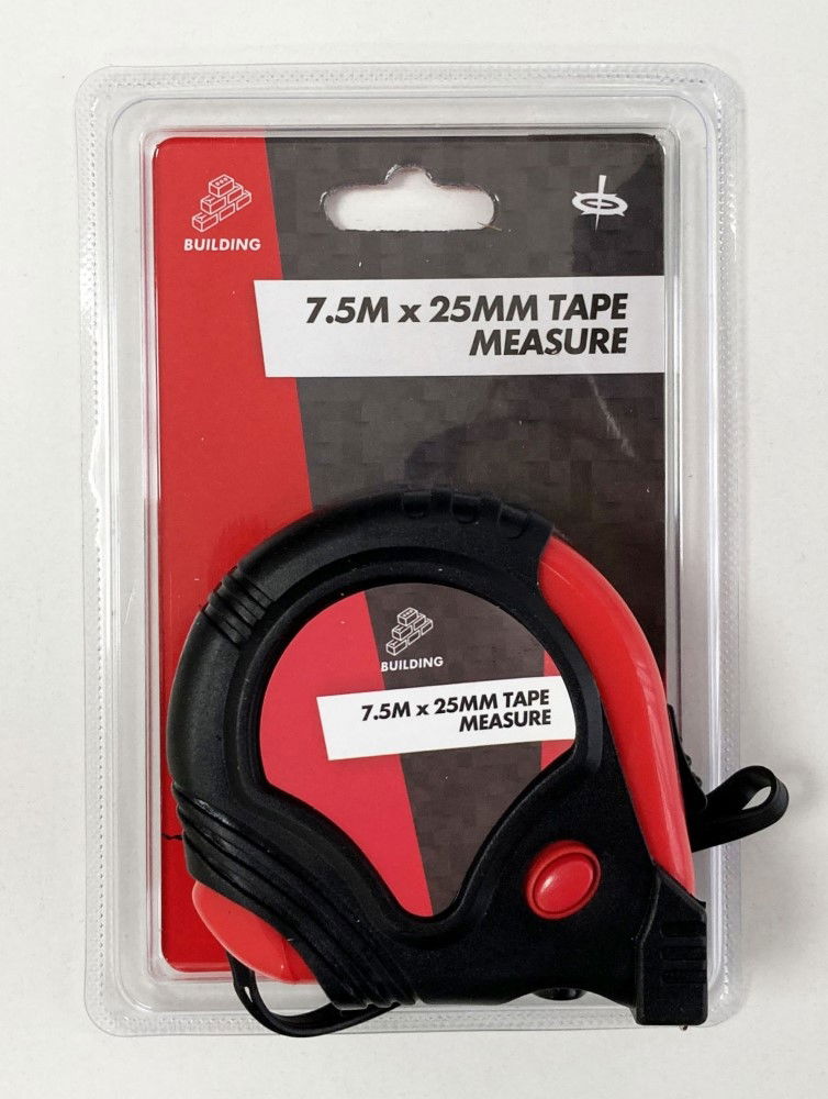 Toolzone Tape Measure 7.5m X 25mm Rubber Coated Metric and Imperial - Toolzone Kdpms124