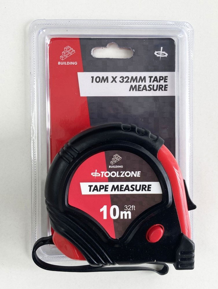 Toolzone Tape Measure 10m X 32mm Rubber Coated Metric and Imperial - Toolzone Kdpms125