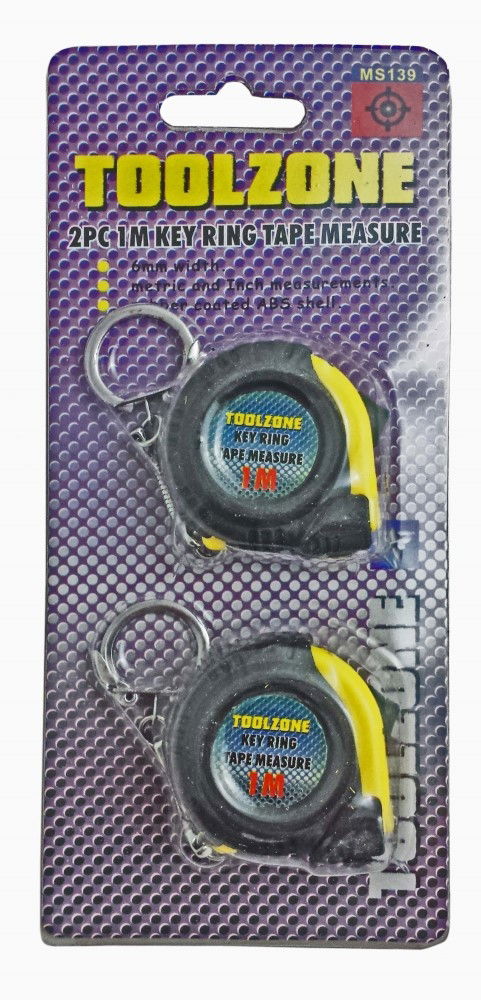 Toolzone Tape Measure 2 Piece 1m X 6mm Mini Keyring Metric and Imperial - Toolzone Kdpms139