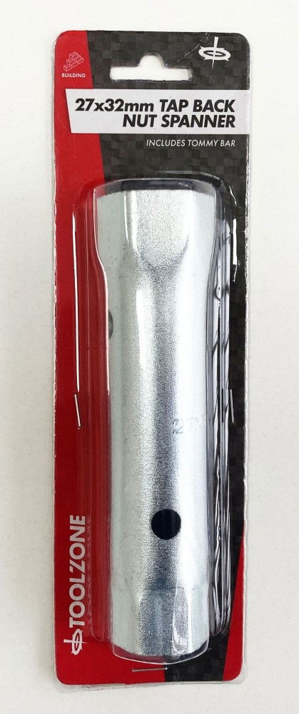 Toolzone Tap Backnut Spanner 27 X 32mm Double Ended Steel with Tommy Bar - Toolzone Kdppb018