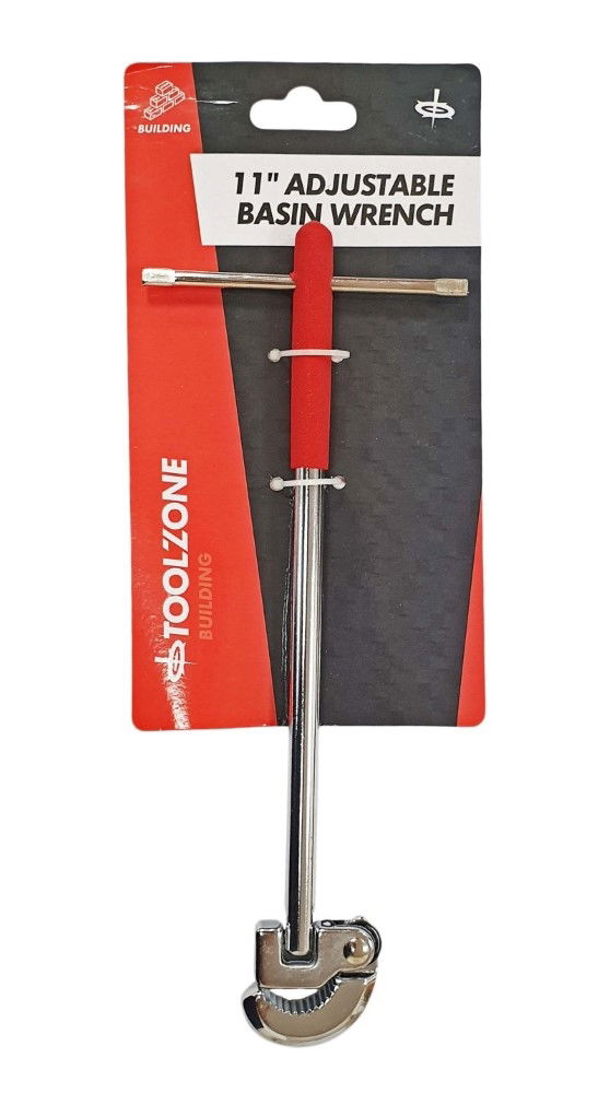 Toolzone Adjustable Basin Wrench 11 Chrome Plated Steel Swivel Head - Toolzone Kdppb043