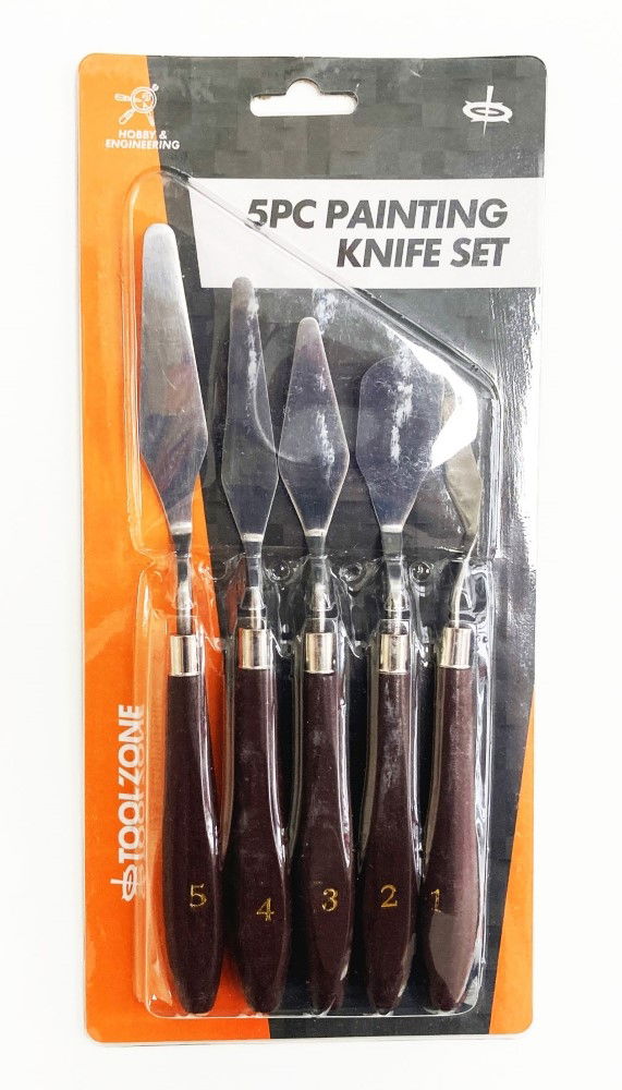 Toolzone Painting Knife Set 5pc High Carbon Spring Steel Blades Sizes 1-5 - Toolzone Kdppk001