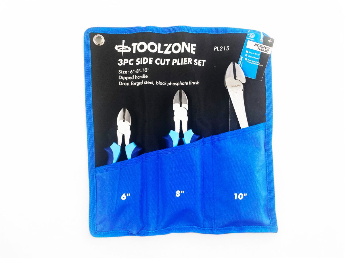 Toolzone Side Cut Pliers Set 3pc 6, 8, 10 Drop Forged Steel - Toolzone Kdppl215